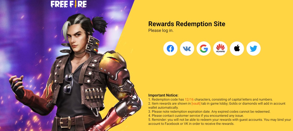 Garena Free Fire Redeem Codes of January 5
