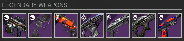 Xûr's Legendary Weapon offerings this weekend.