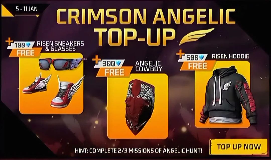 Free Fire MAX Crimson Angelic Top-up Event: New Top-up Event goes live with exclusive rewards up for grabs, CHECK DETAILS