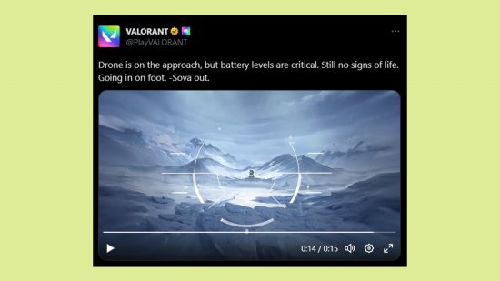 Valorant episode 7 agent teaser Norway: an image of a tweet showing an outpost in the mountains