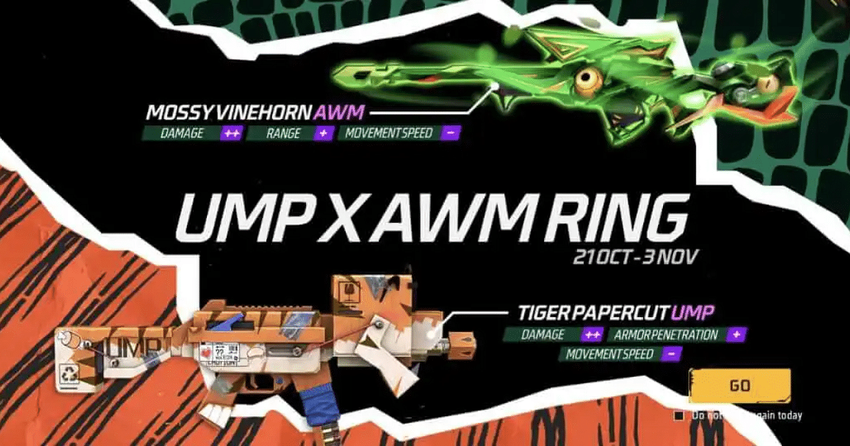 Free Fire UMP x AWM Ring Event: Rewards, Cost; All You Need to Know