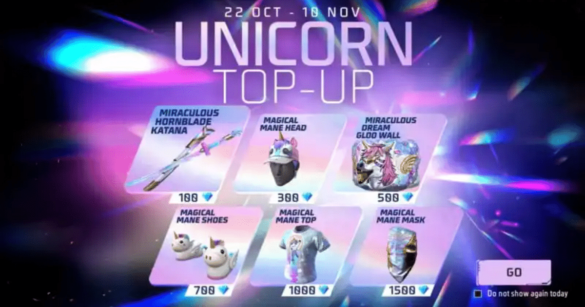 Free Fire Unicorn Top-Up Event: Unlock Exclusive Rewards with Diamond Purchases