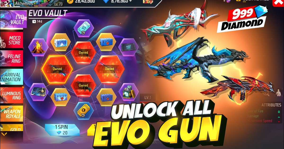 Free Fire MAX's New Evo Vault Event: Check Latest Guns, Spin Costs & More
