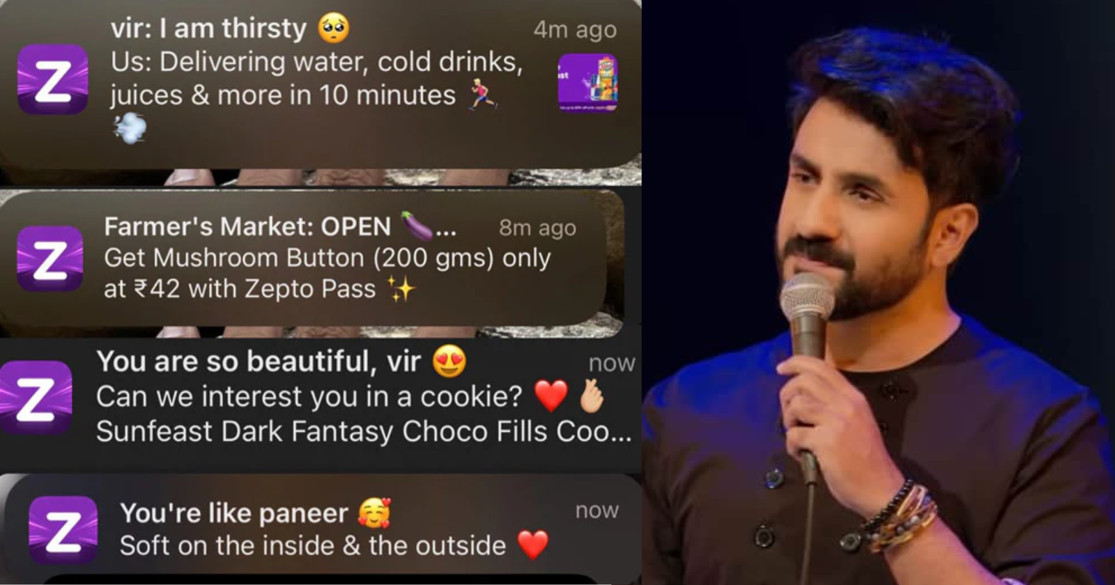Comedian Vir Das Takes A Sarcastic Dig At Zepto039s Notifications
